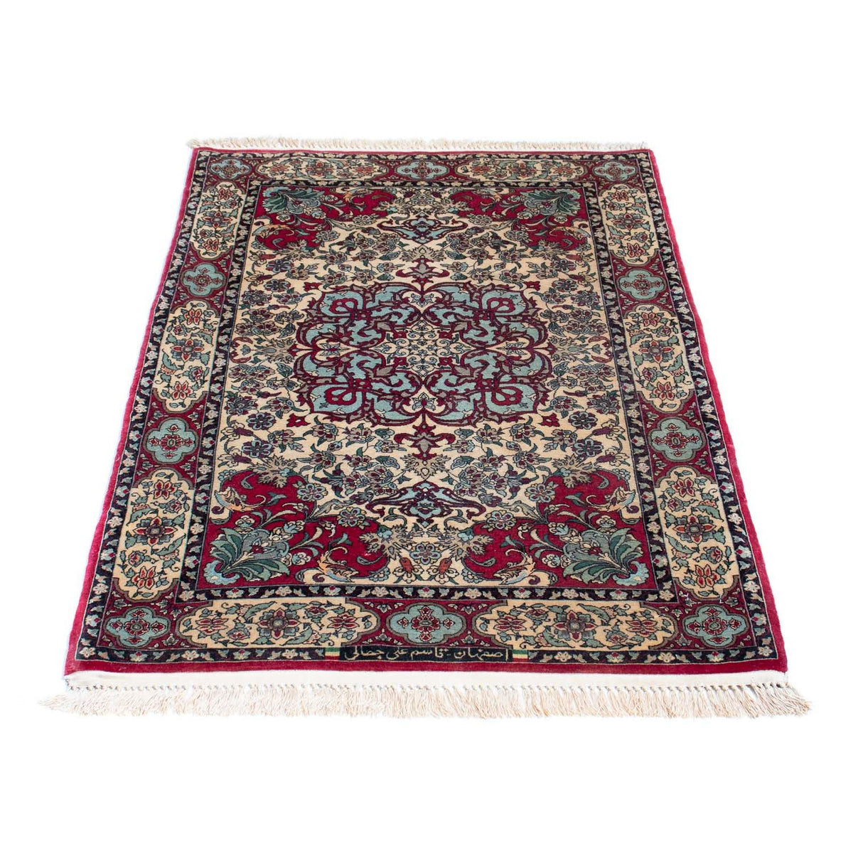 Tapis persan - Isfahan - Premium - 124 x 83 cm - rouge foncé