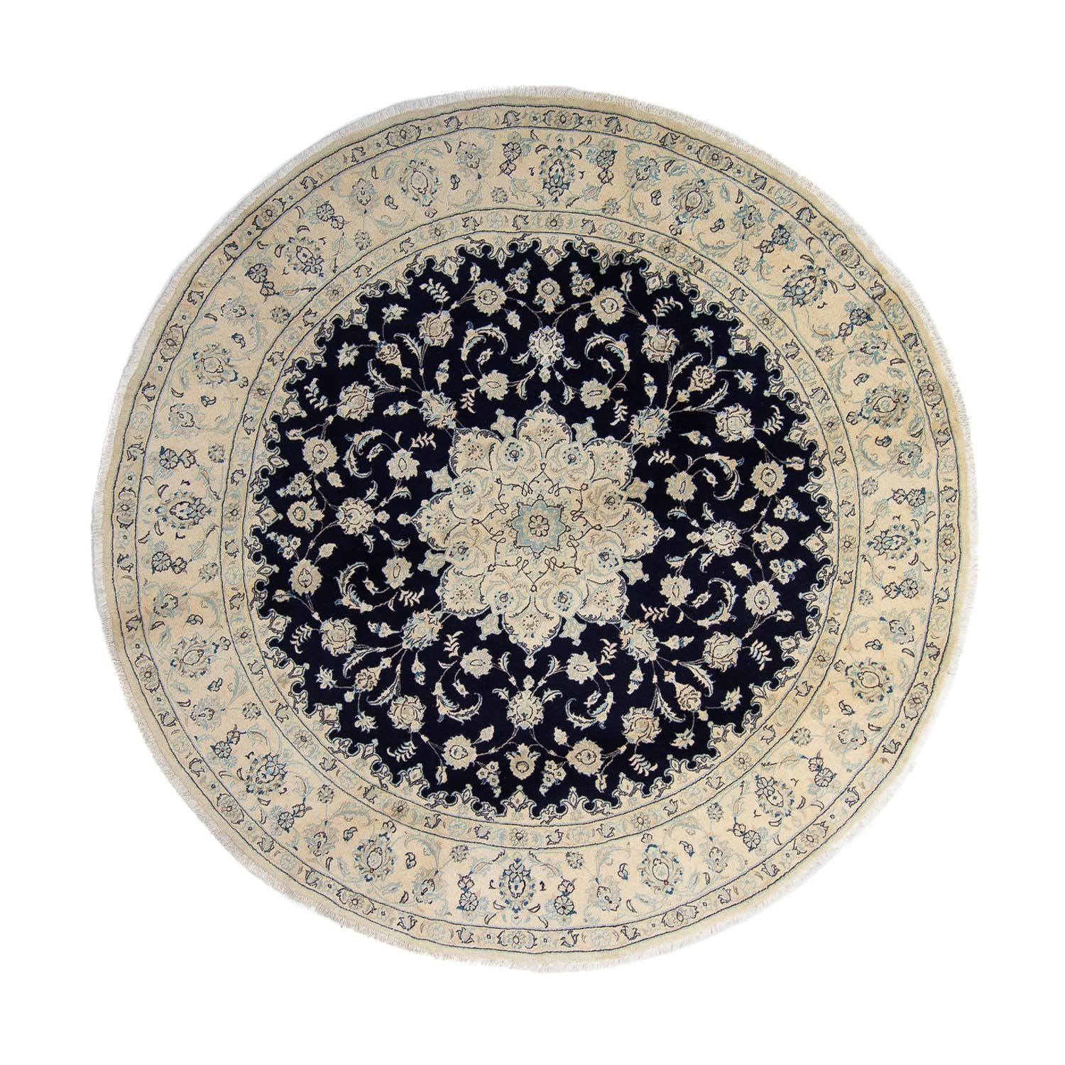 Tapis persan - Nain ronde  - 300 x 300 cm - bleu foncé