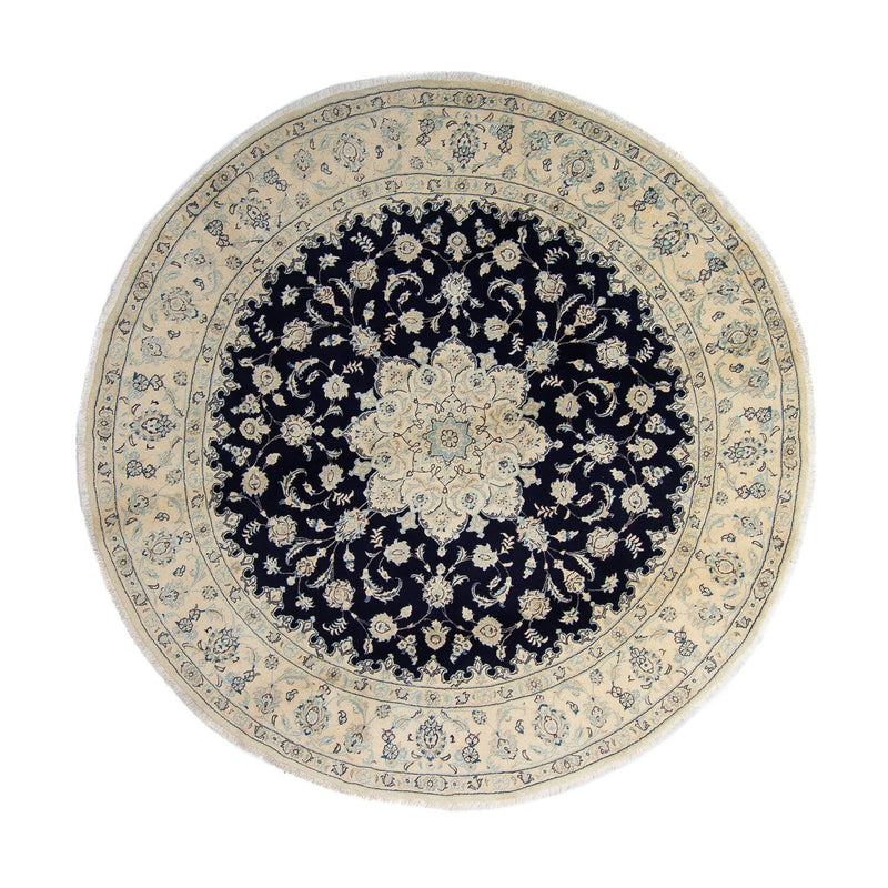 Tapis persan - Nain ronde  - 300 x 300 cm - bleu foncé