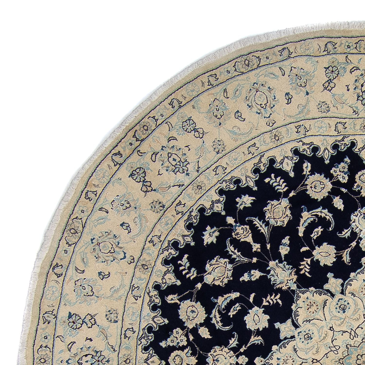 Tapis persan - Nain ronde  - 300 x 300 cm - bleu foncé