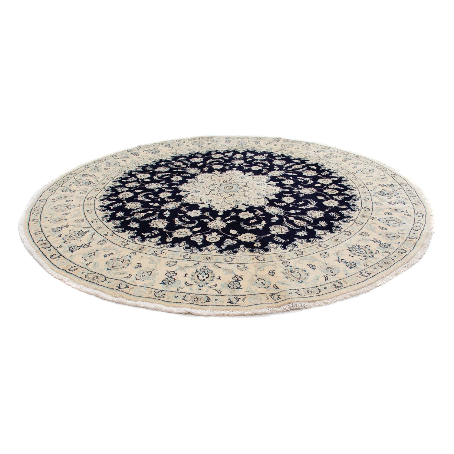 Tapis persan - Nain ronde  - 300 x 300 cm - bleu foncé
