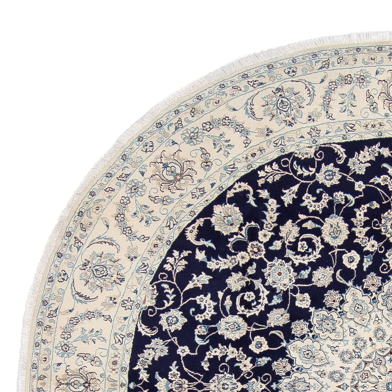 Tapis persan - Nain ronde  - 295 x 295 cm - bleu foncé