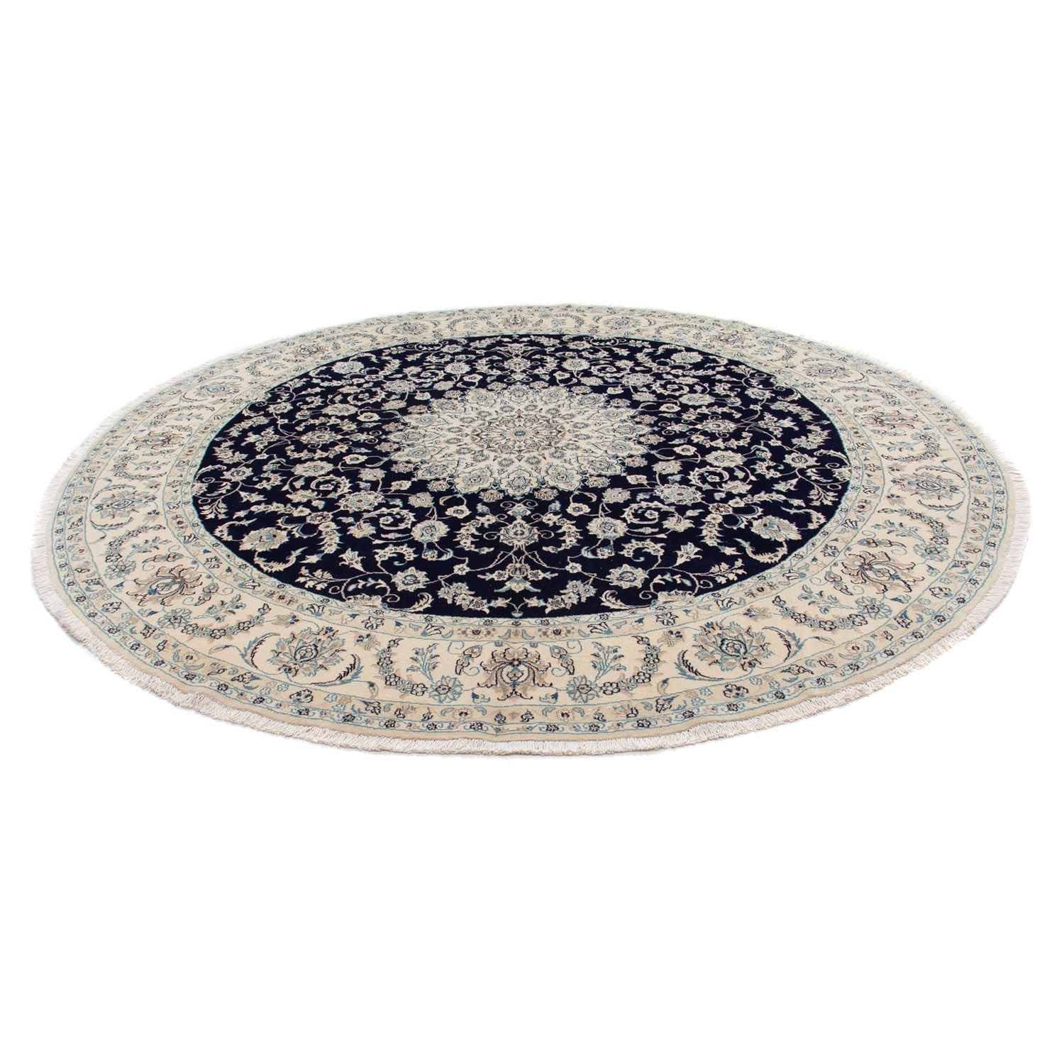 Tapis persan - Nain ronde  - 295 x 295 cm - bleu foncé