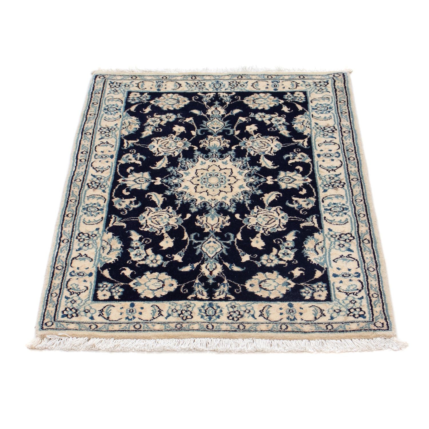 Tapis persan - Nain - Royal - 90 x 60 cm - bleu foncé