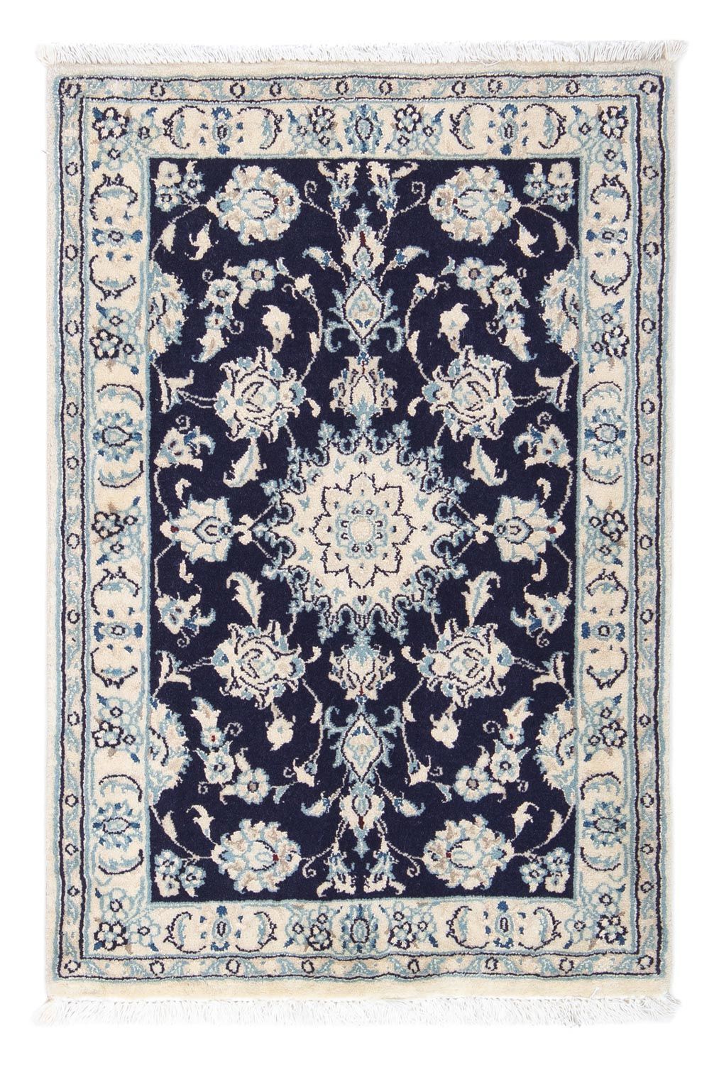 Tapis persan - Nain - Royal - 90 x 60 cm - bleu foncé