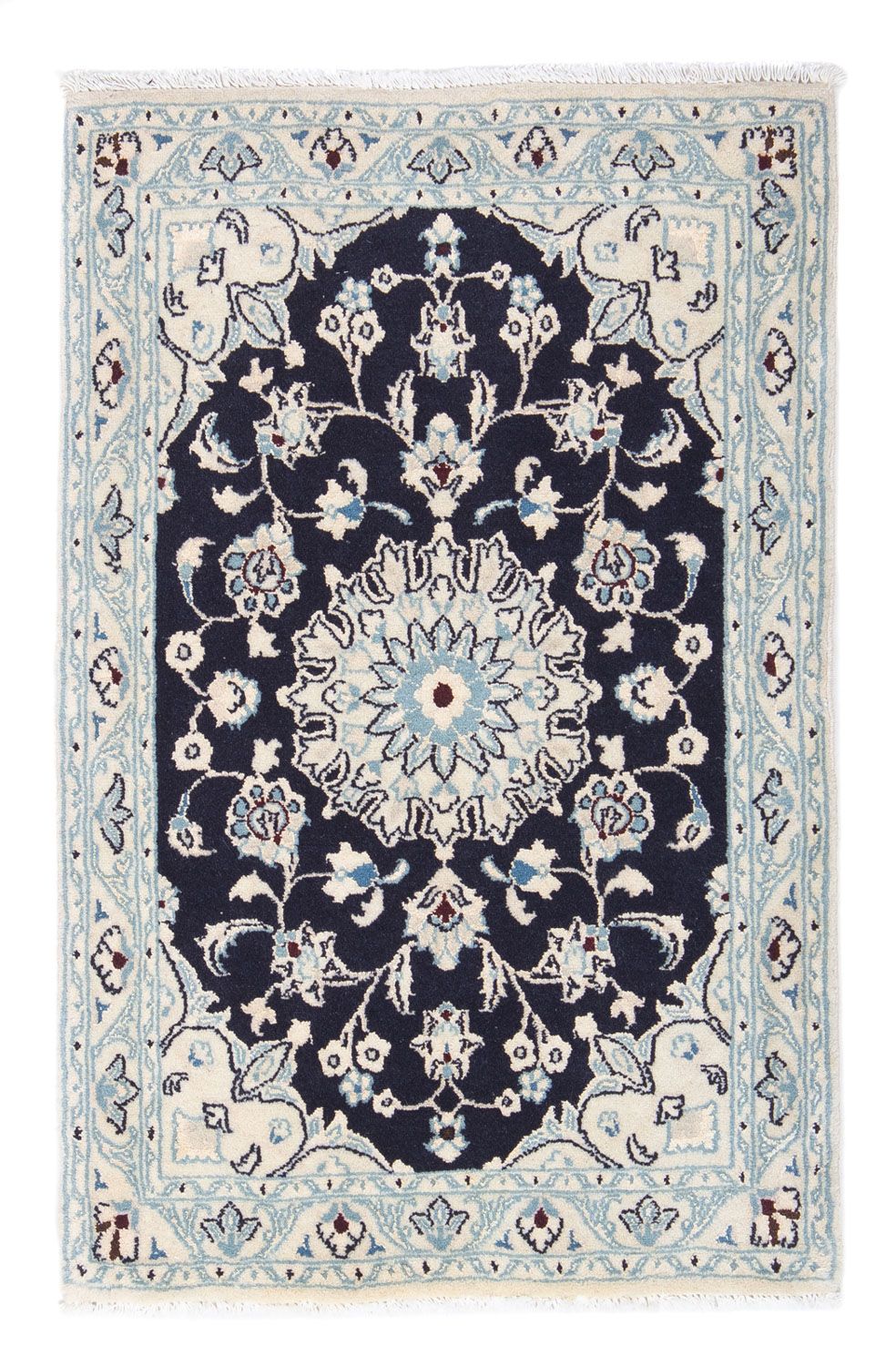 Tapis persan - Nain - Royal - 90 x 60 cm - bleu foncé