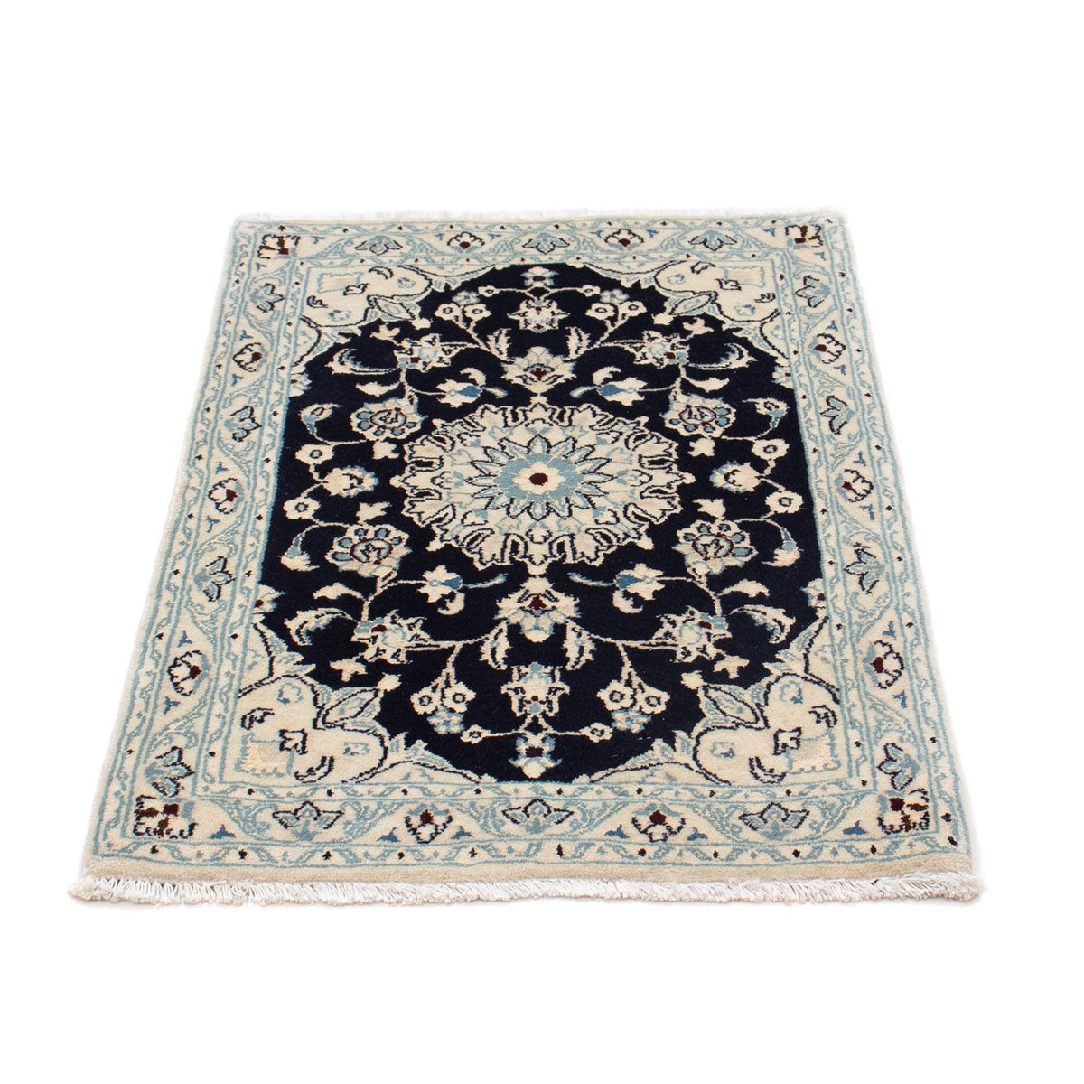 Tapis persan - Nain - Royal - 90 x 60 cm - bleu foncé