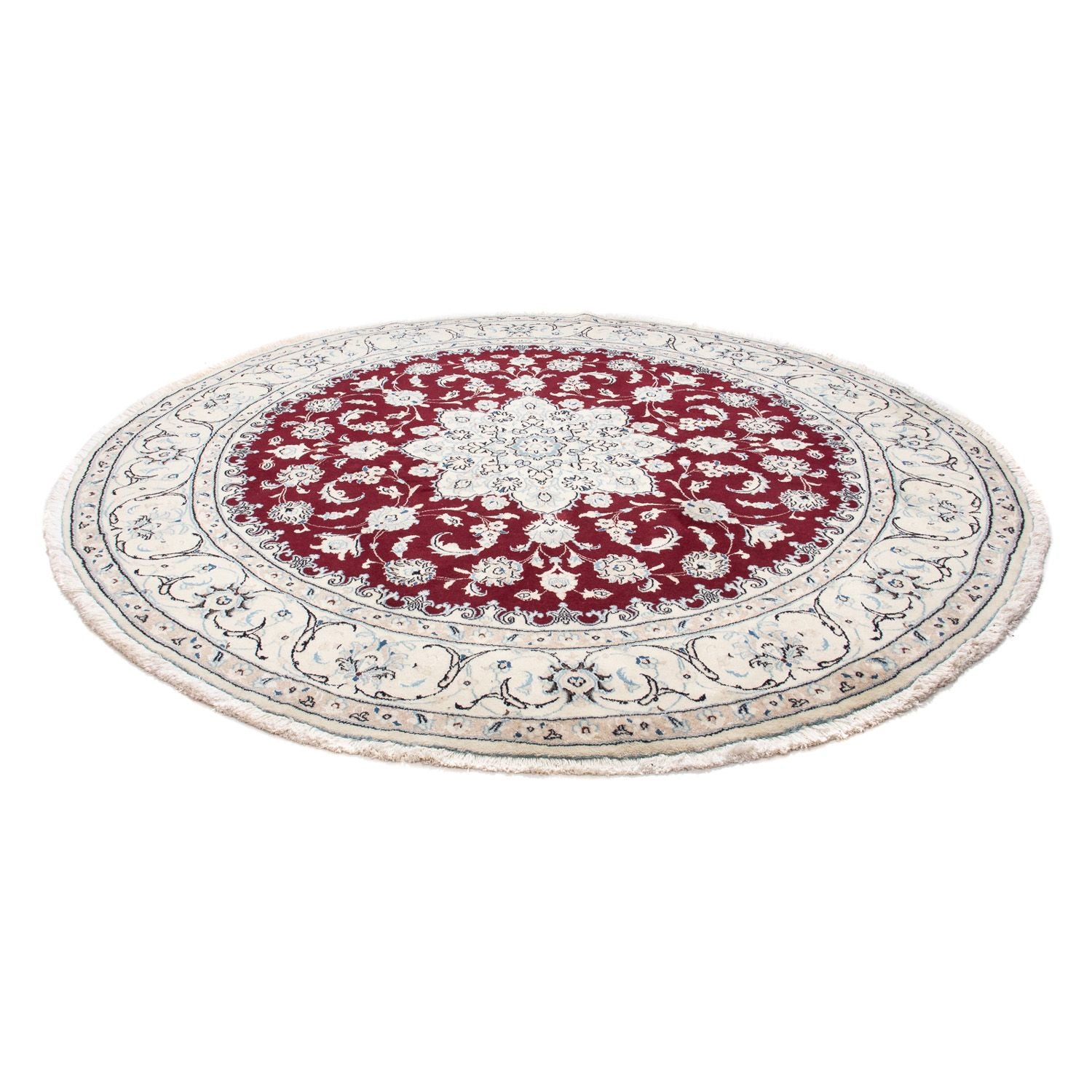 Tapis persan - Nain - Royal ronde  - 240 x 240 cm - rouge foncé
