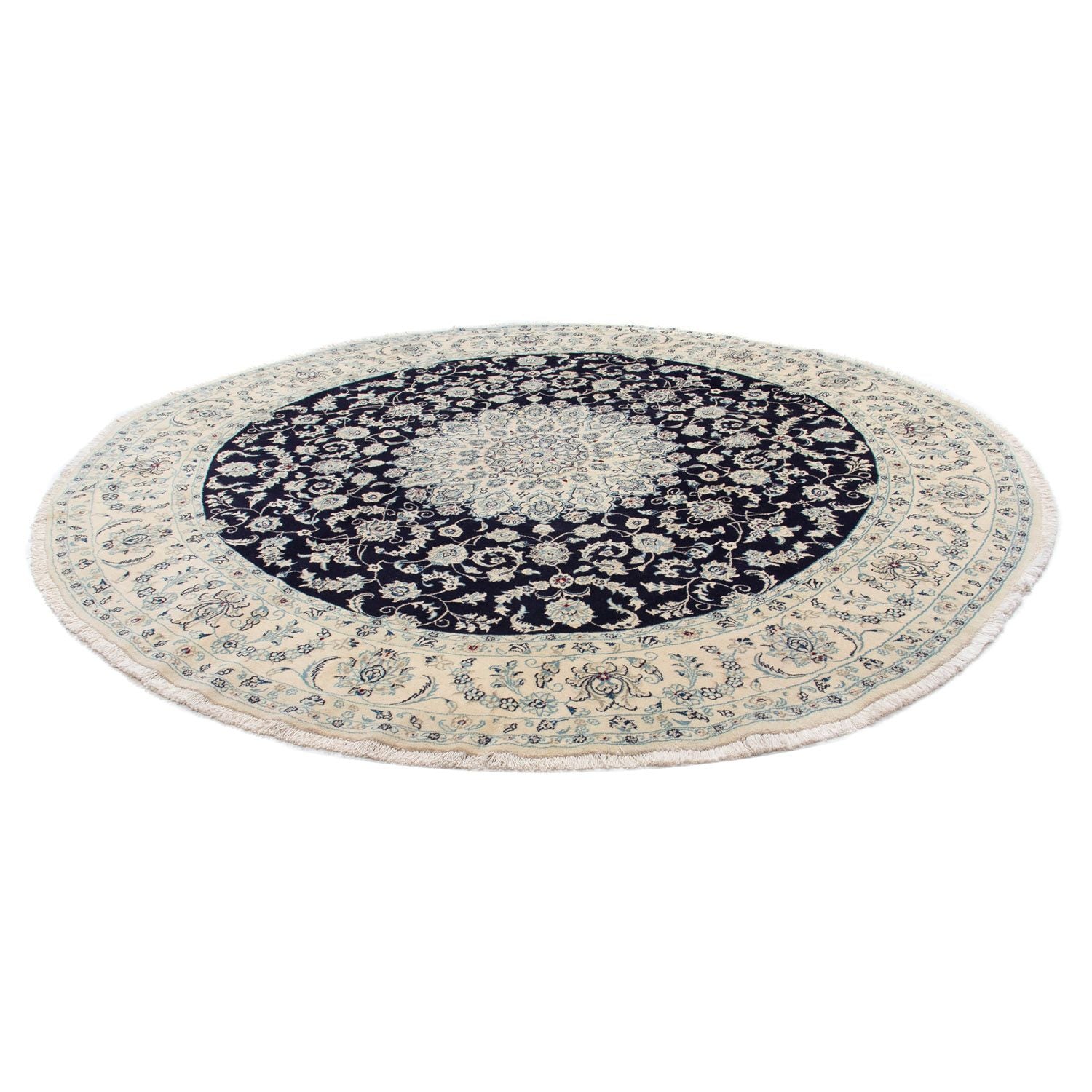 Tapis persan - Nain ronde  - 300 x 300 cm - bleu foncé