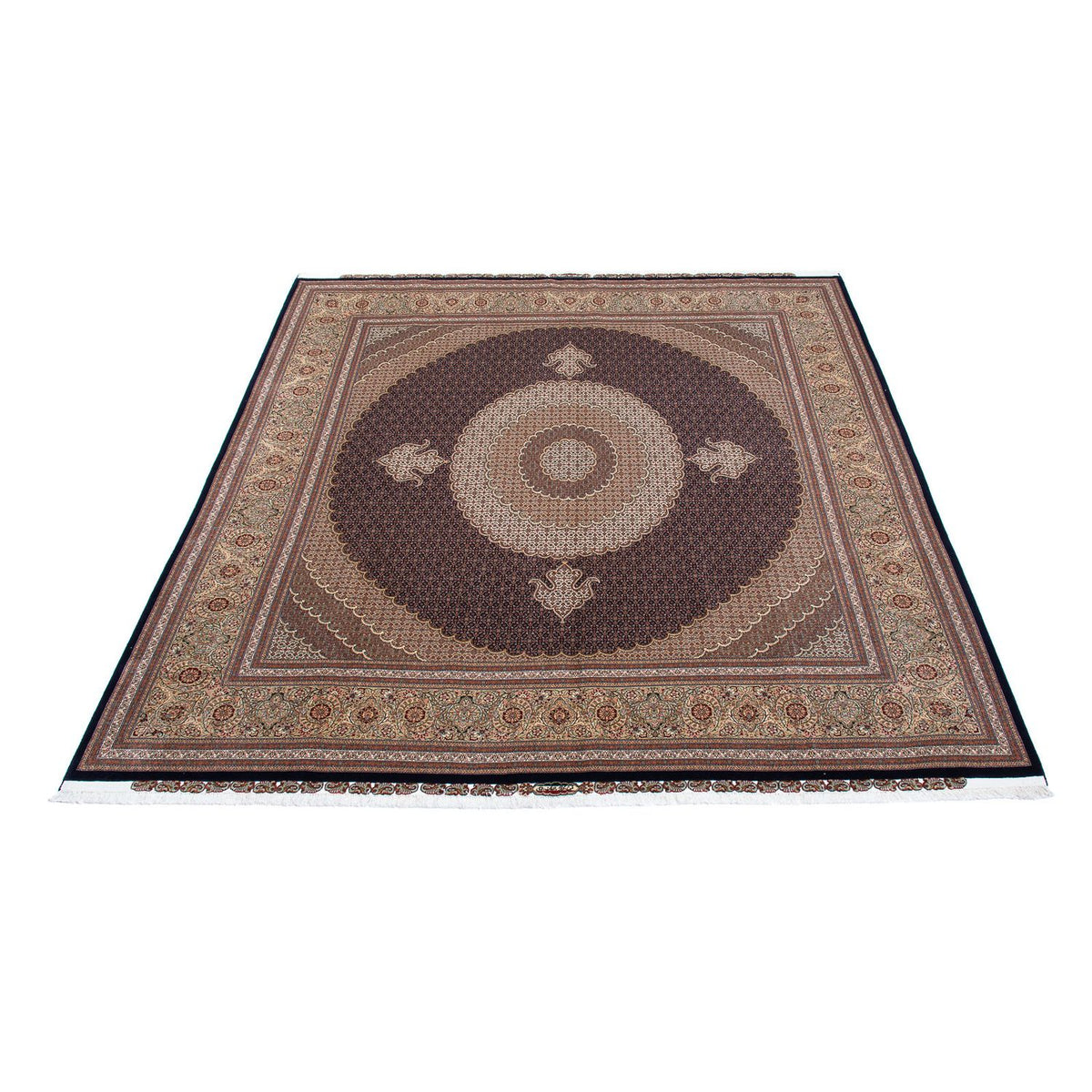 Tapis persan - Tabriz carré  - 310 x 302 cm - marron foncé