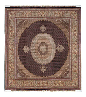 Tapis persan - Tabriz carré  - 310 x 302 cm - marron foncé