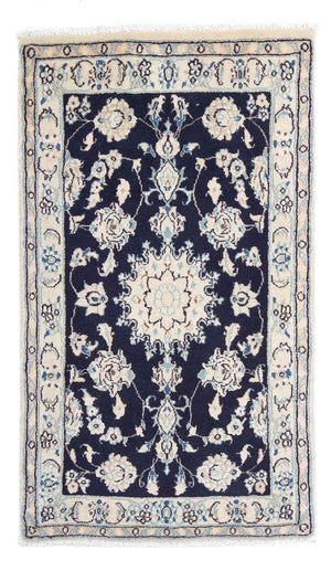 Tapis persan - Nain - Royal - 94 x 54 cm - bleu foncé
