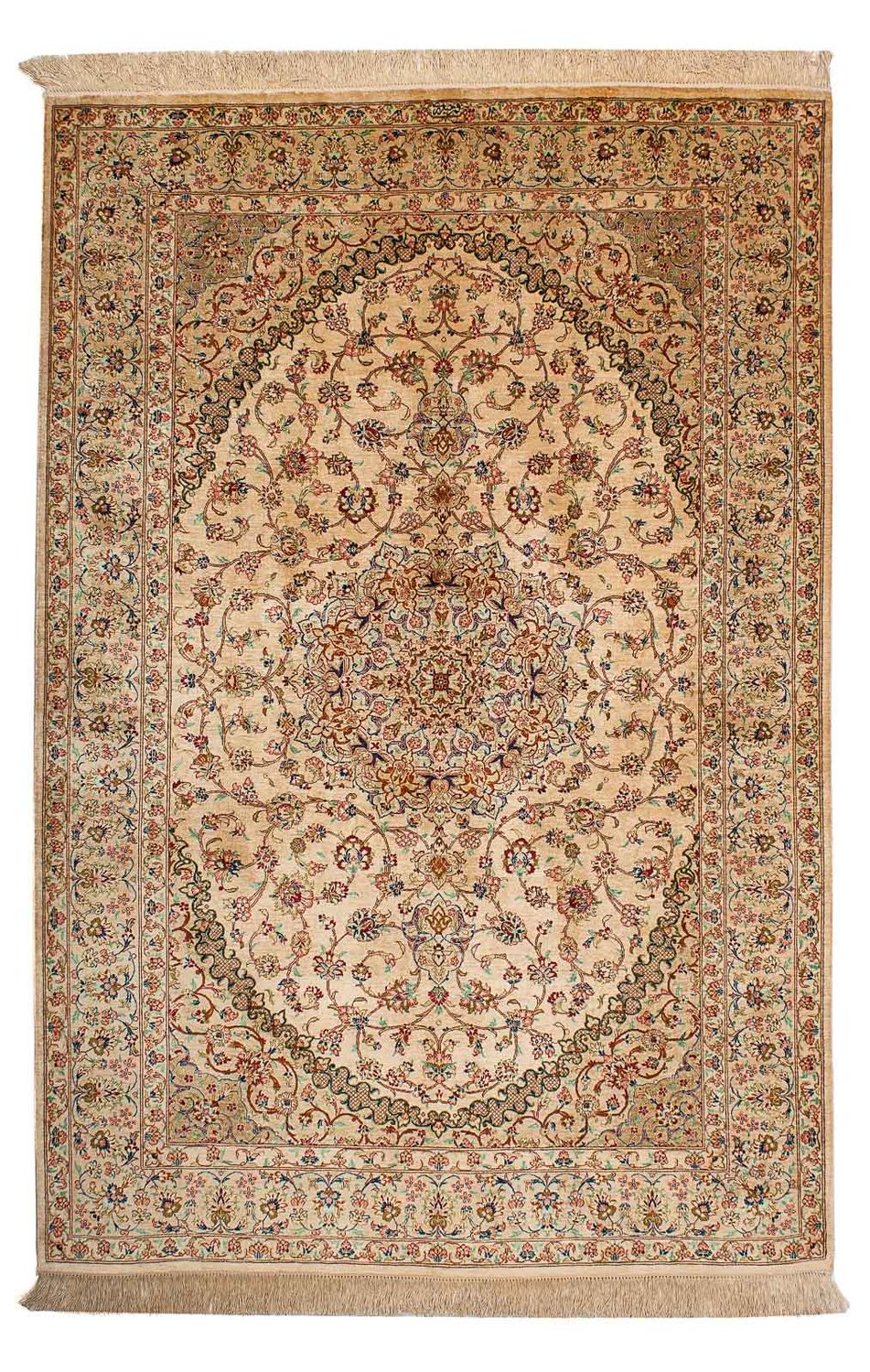 Tapis persan - Ghom - 195 x 131 cm - beige