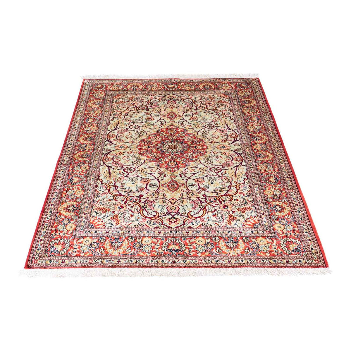 Tapis persan - Ghom - 152 x 105 cm - rouge clair