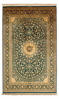Tapis en soie - Ghom soie - Premium - 216 x 132 cm - bleu foncé