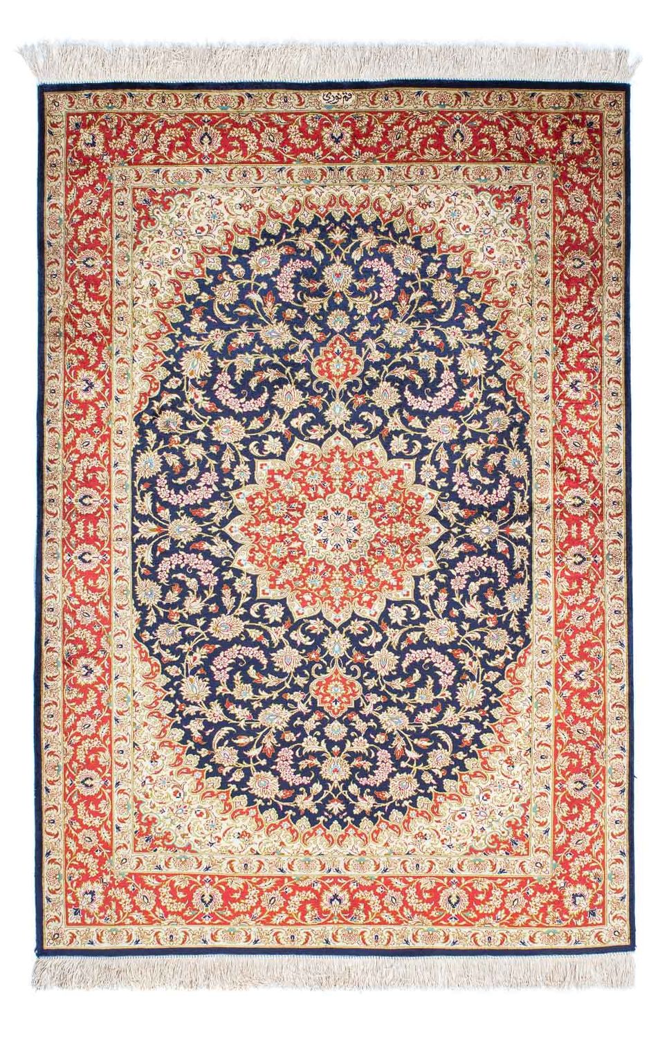 Tapis persan - Ghom - 153 x 100 cm - bleu foncé