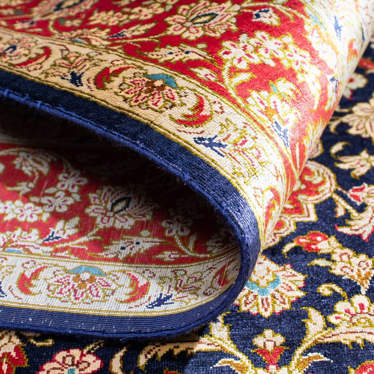 Tapis persan - Ghom - 153 x 100 cm - bleu foncé