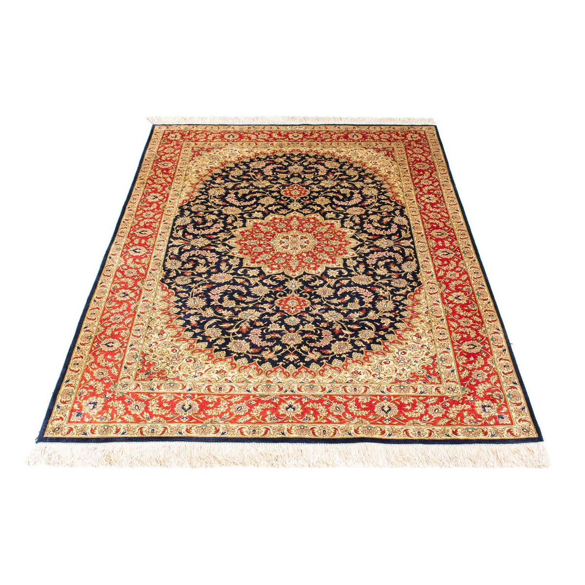 Tapis persan - Ghom - 153 x 100 cm - bleu foncé