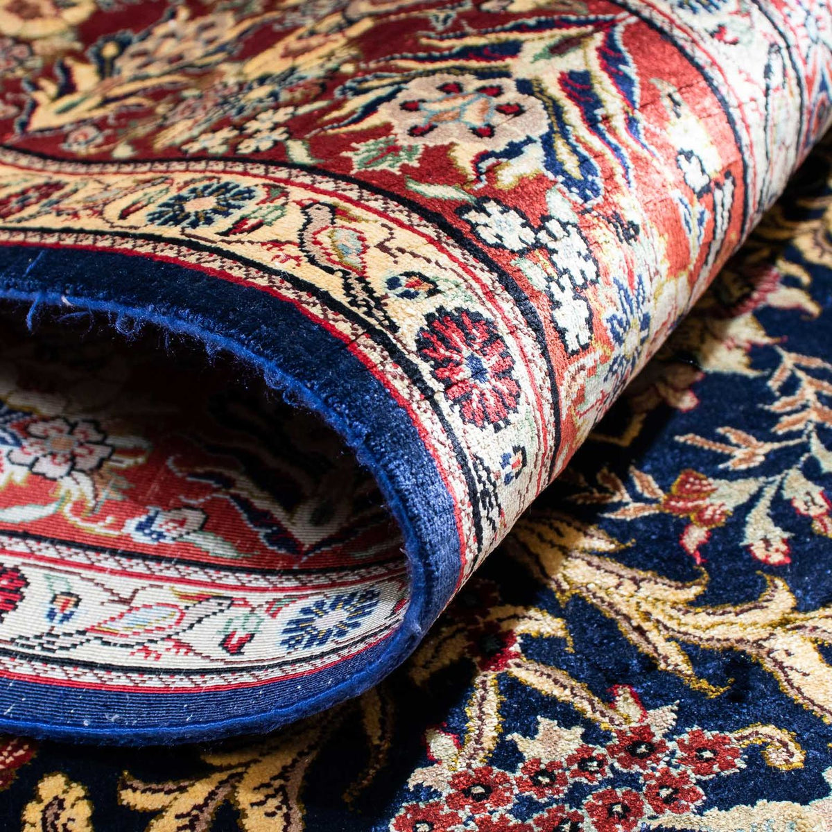 Tapis persan - Ghom - 154 x 98 cm - bleu foncé