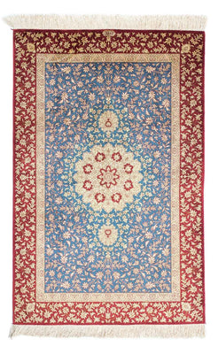 Tapis persan - Ghom - 123 x 78 cm - bleu clair
