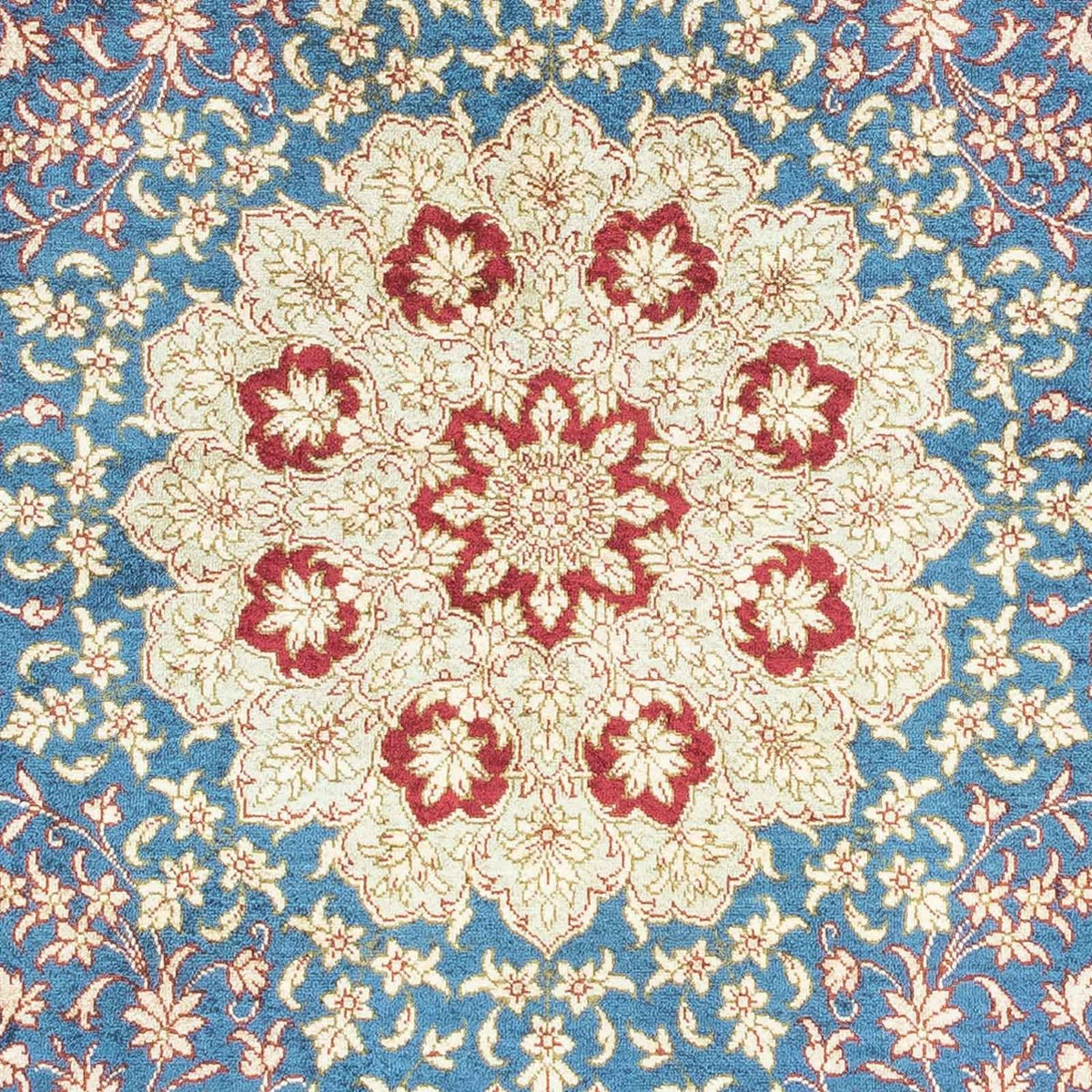 Tapis persan - Ghom - 123 x 78 cm - bleu clair