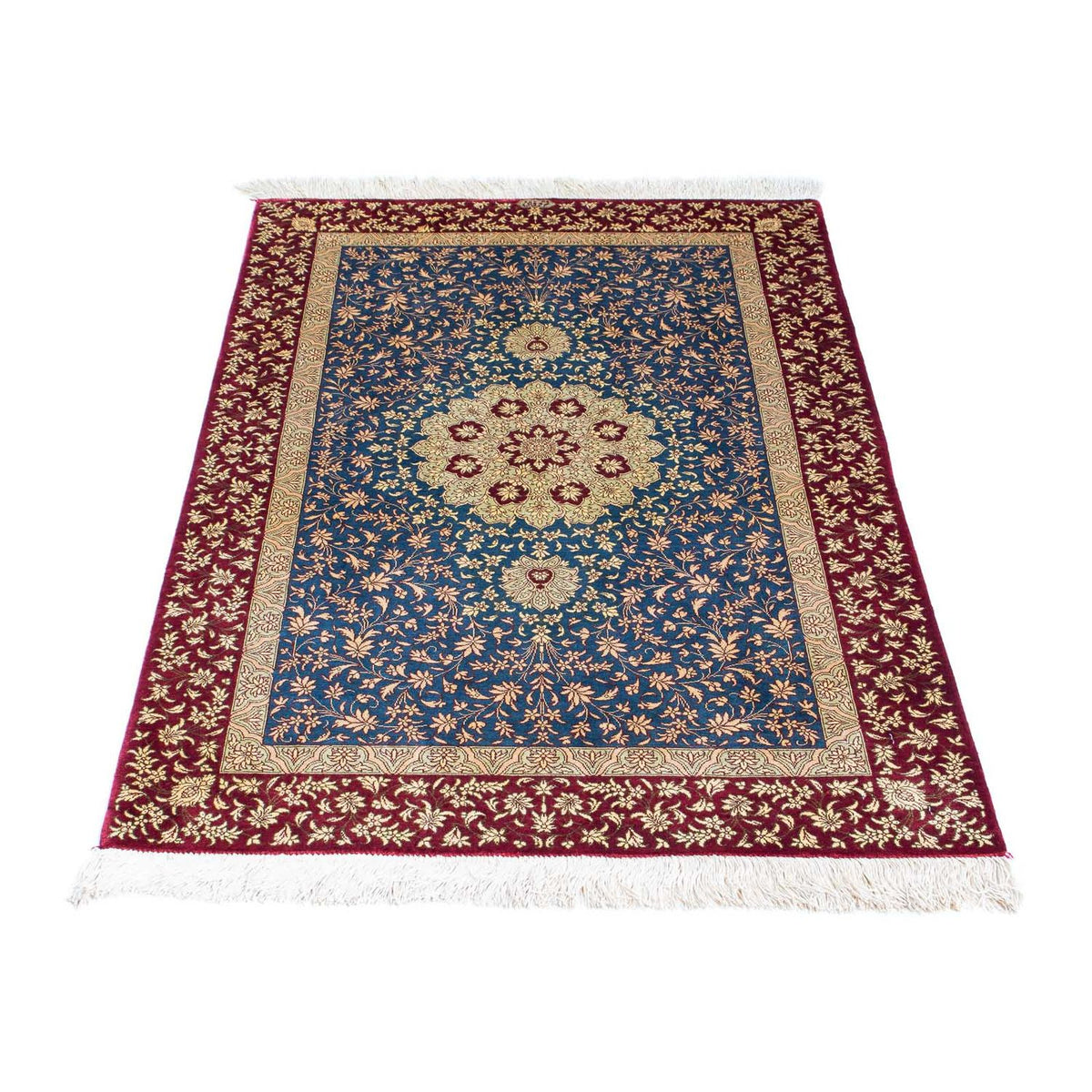 Tapis persan - Ghom - 123 x 78 cm - bleu clair