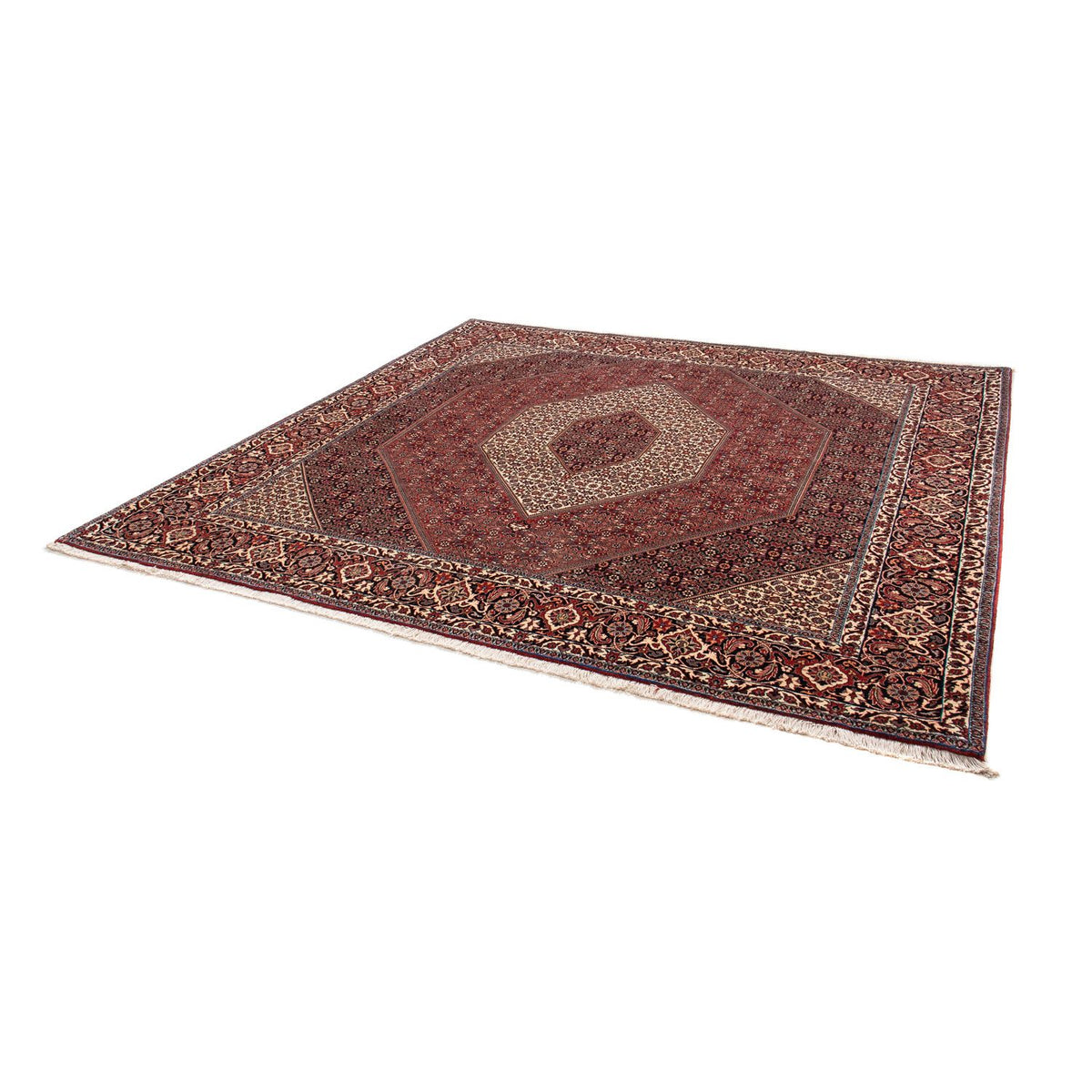 Tapis persan - Bidjar carré  - 250 x 250 cm - rouge foncé