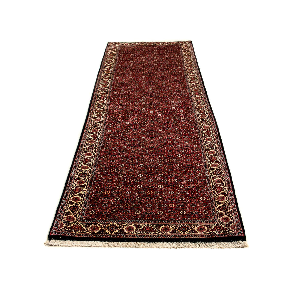 Tapis de couloir Tapis persan - Bidjar - 304 x 86 cm - rouge foncé