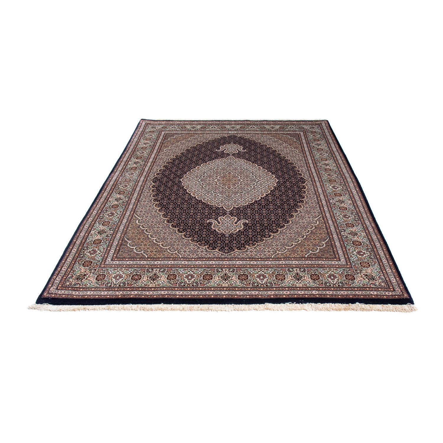 Tapis persan - Tabriz - 213 x 151 cm - bleu foncé