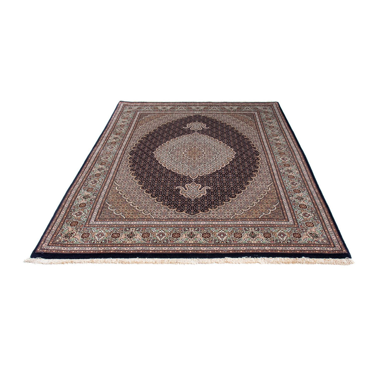Tapis persan - Tabriz - 213 x 151 cm - bleu foncé