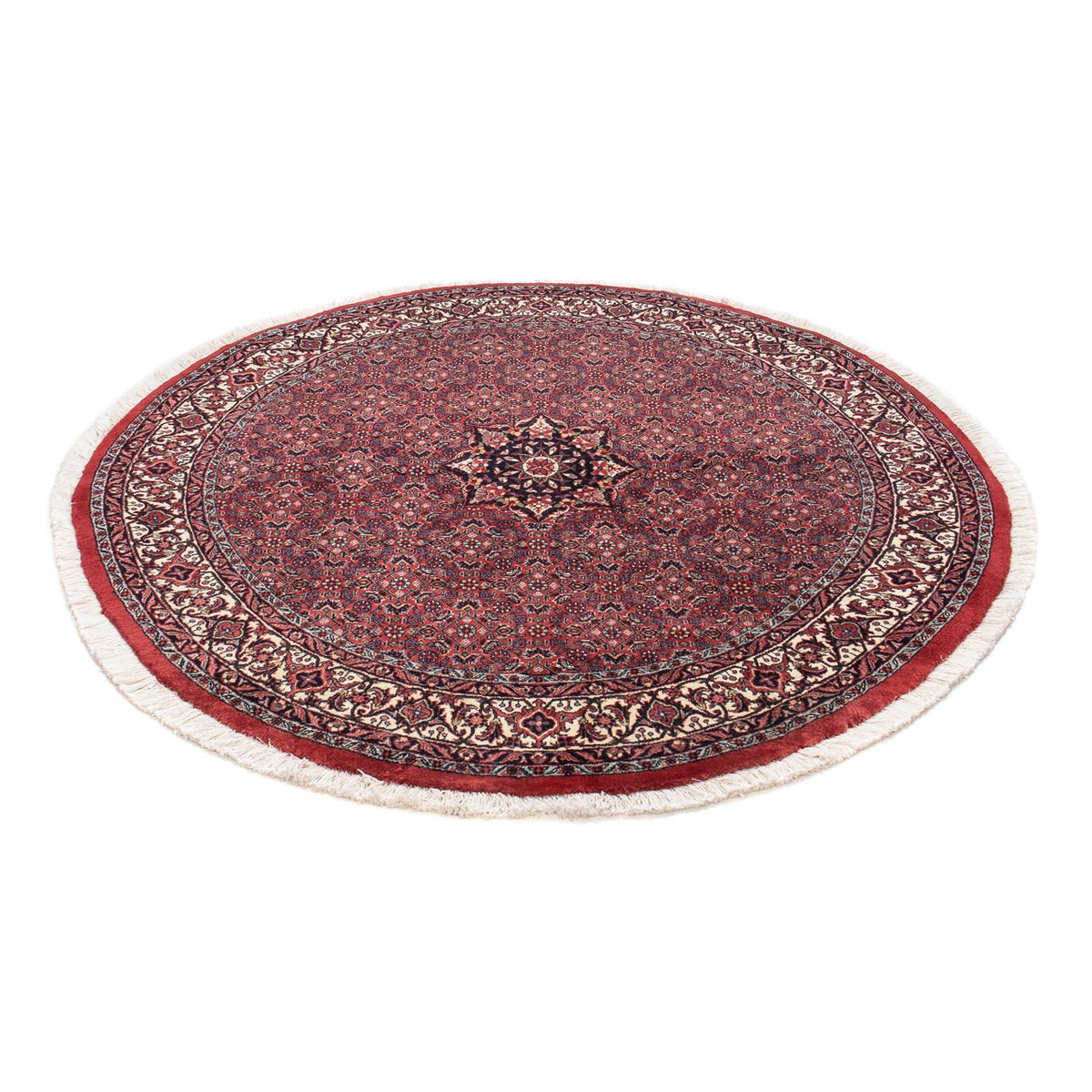 Tapis persan - Bidjar ronde  - 150 x 150 cm - rouge foncé