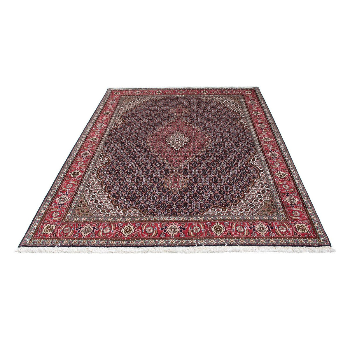 Tapis persan - Tabriz - 208 x 146 cm - bleu foncé