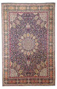 Tapis persan - Tabriz - Royal - 436 x 292 cm - bleu foncé
