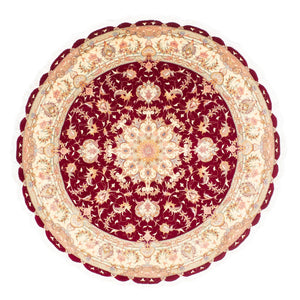 Tapis persan - Tabriz - Royal ronde  - 150 x 150 cm - rouge foncé