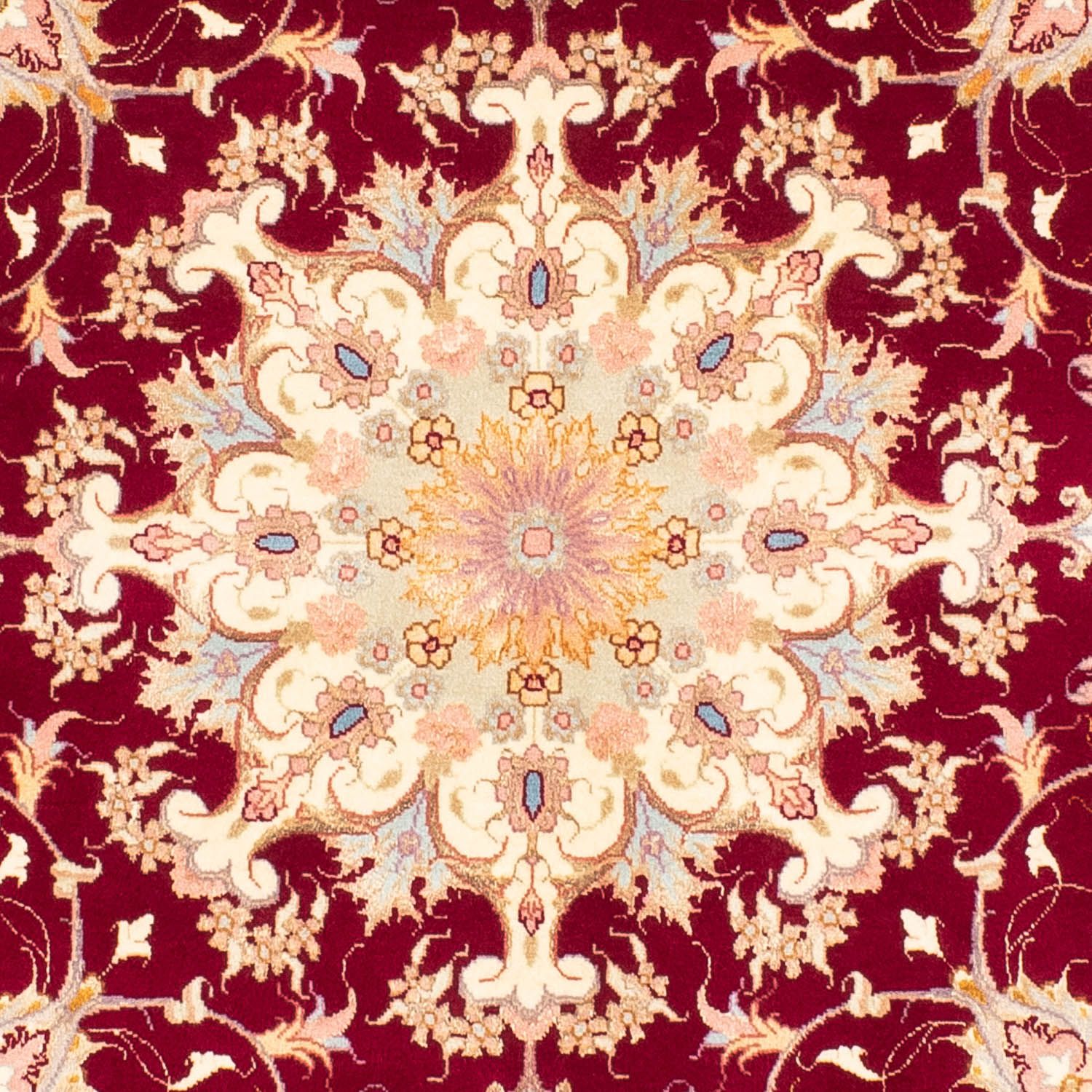 Tapis persan - Tabriz - Royal ronde  - 150 x 150 cm - rouge foncé