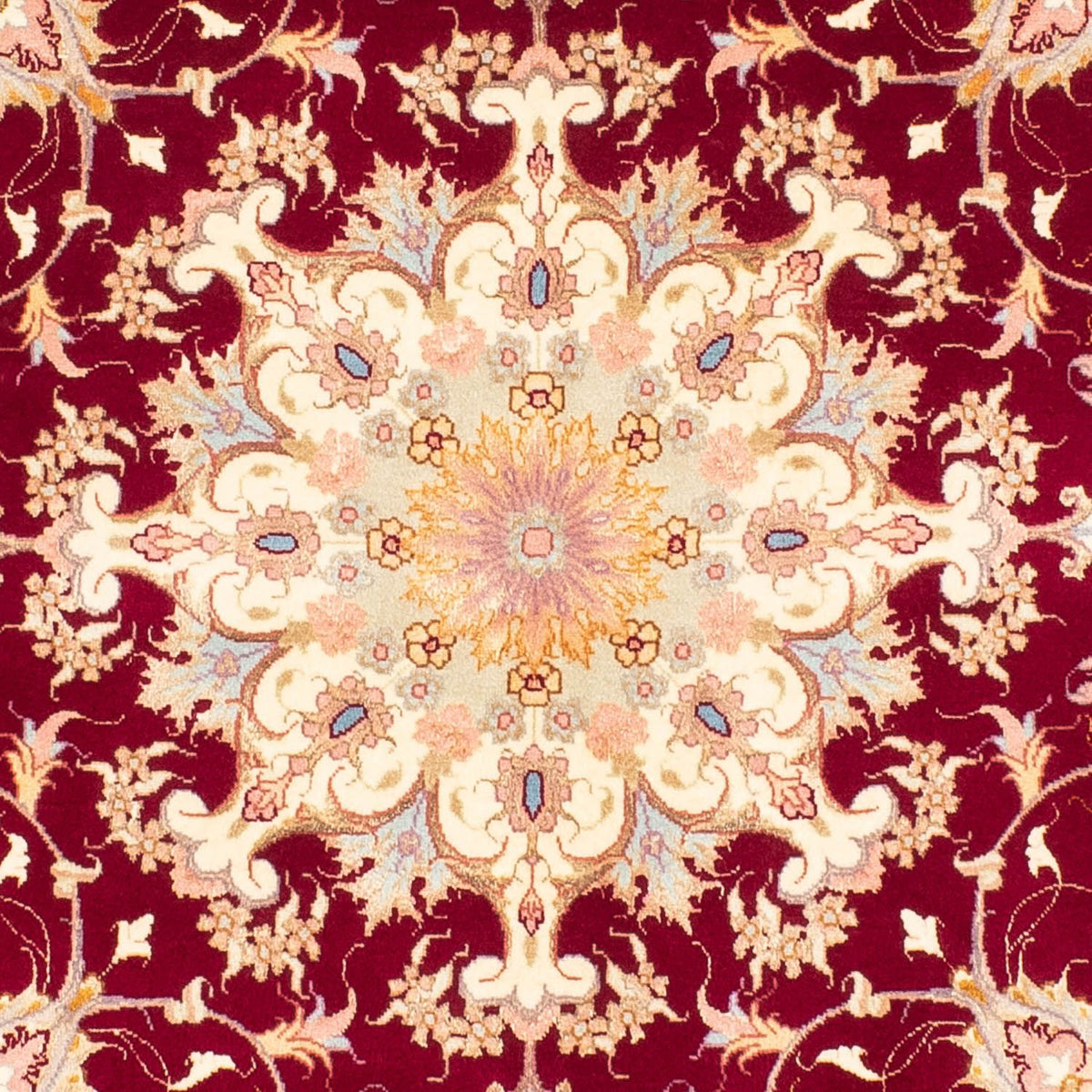 Tapis persan - Tabriz - Royal ronde  - 150 x 150 cm - rouge foncé