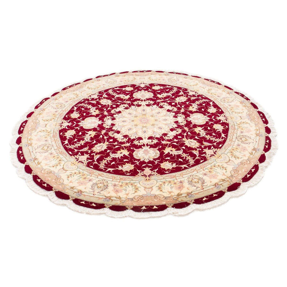 Tapis persan - Tabriz - Royal ronde  - 150 x 150 cm - rouge foncé