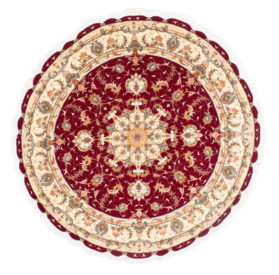 Tapis persan - Tabriz - Royal ronde  - 150 x 150 cm - rouge foncé