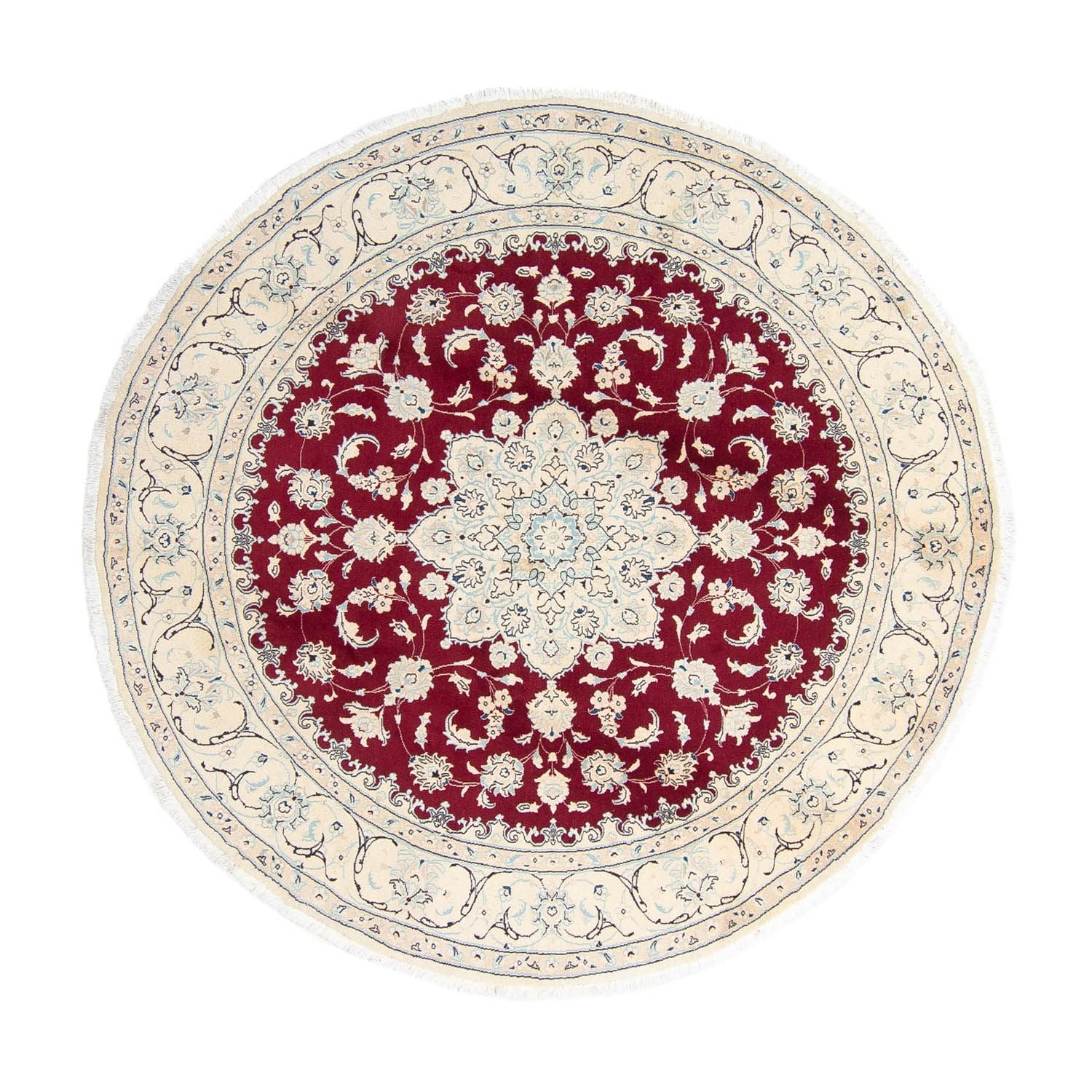 Tapis persan - Nain ronde  - 246 x 246 cm - rouge foncé
