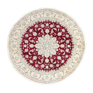 Tapis persan - Nain ronde  - 246 x 246 cm - rouge foncé