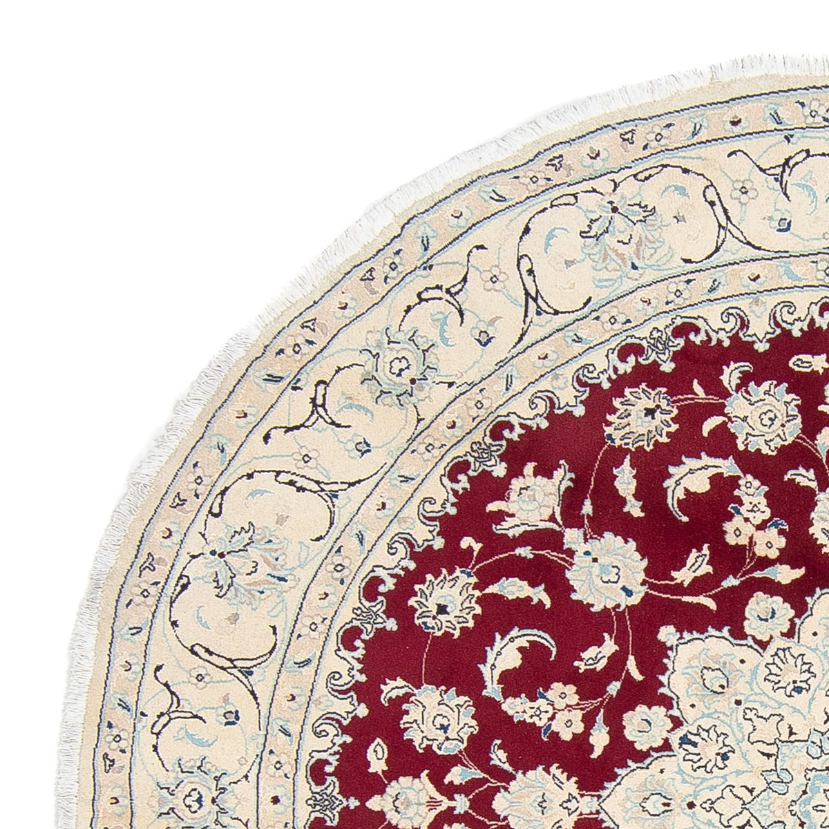 Tapis persan - Nain ronde  - 246 x 246 cm - rouge foncé