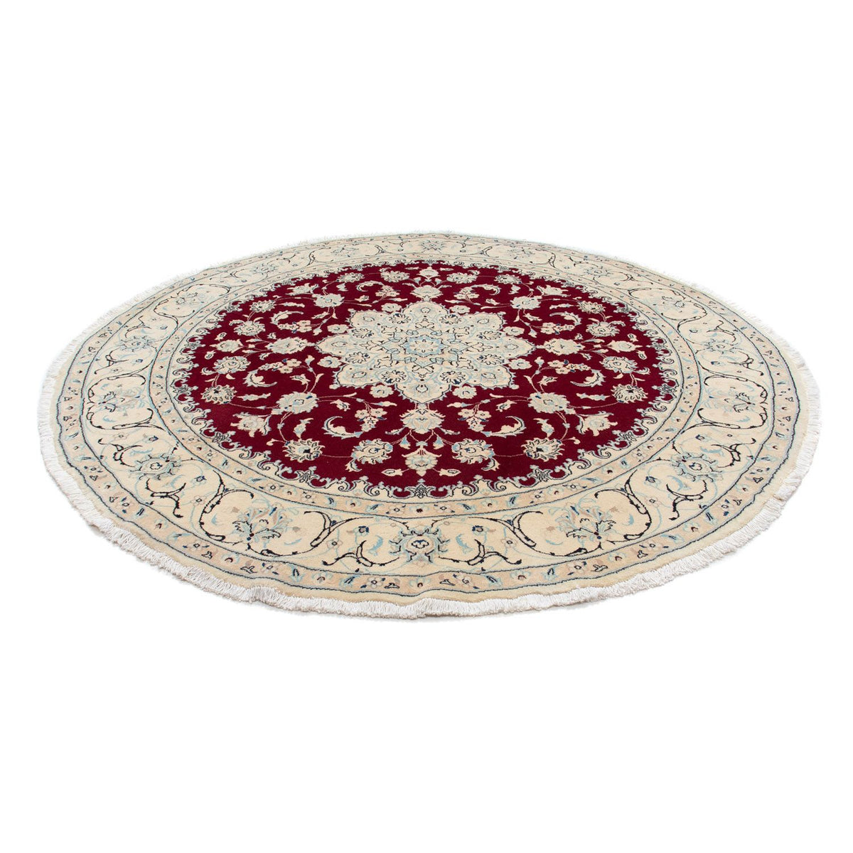 Tapis persan - Nain ronde  - 246 x 246 cm - rouge foncé
