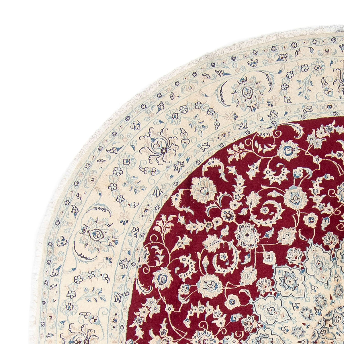 Tapis persan - Nain ronde  - 302 x 302 cm - rouge foncé