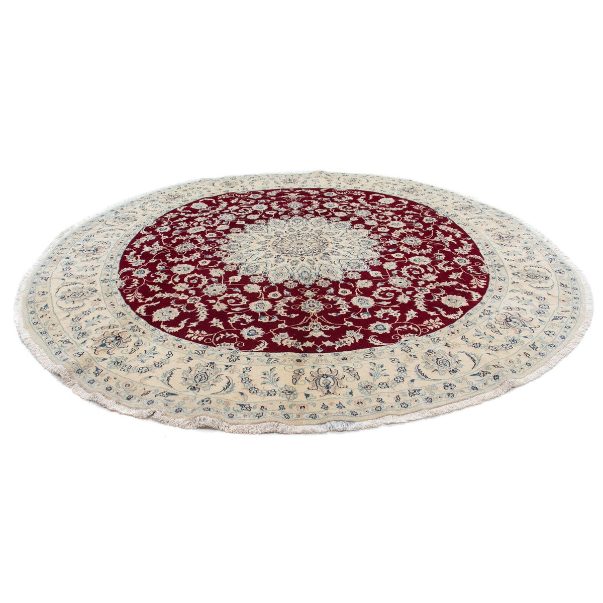 Tapis persan - Nain ronde  - 302 x 302 cm - rouge foncé