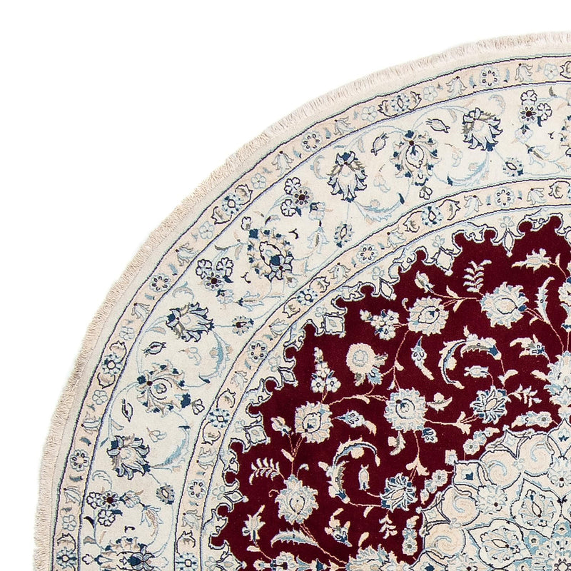 Tapis persan - Nain ronde  - 297 x 297 cm - rouge foncé