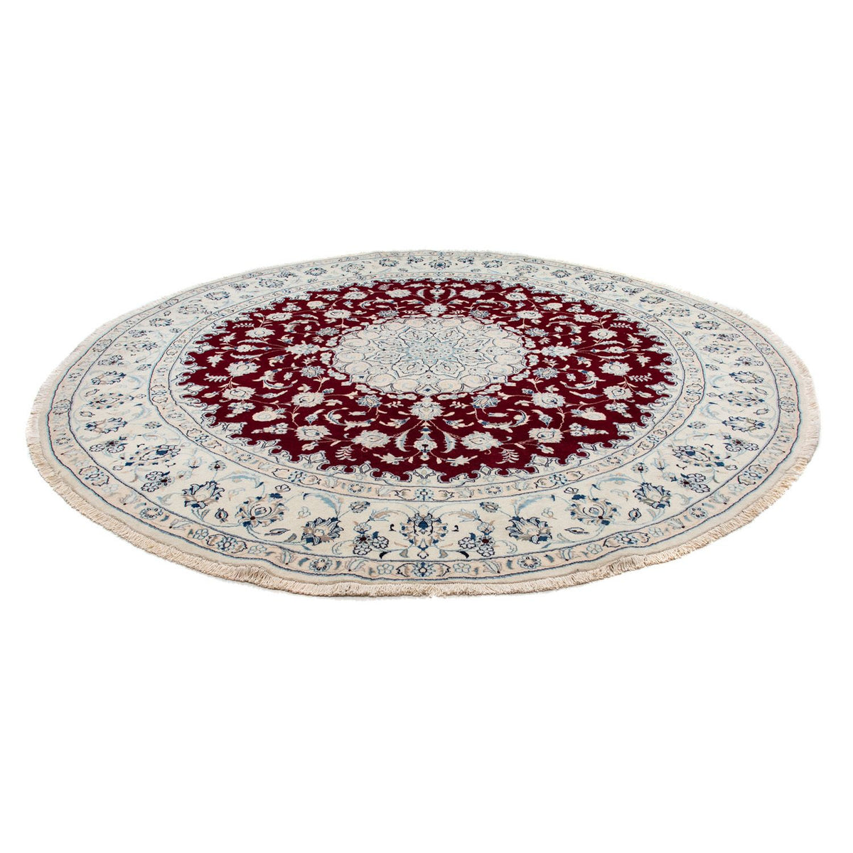 Tapis persan - Nain ronde  - 297 x 297 cm - rouge foncé