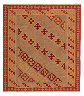 Tapis Kelim - Oriental carré  - 165 x 161 cm - rouge foncé