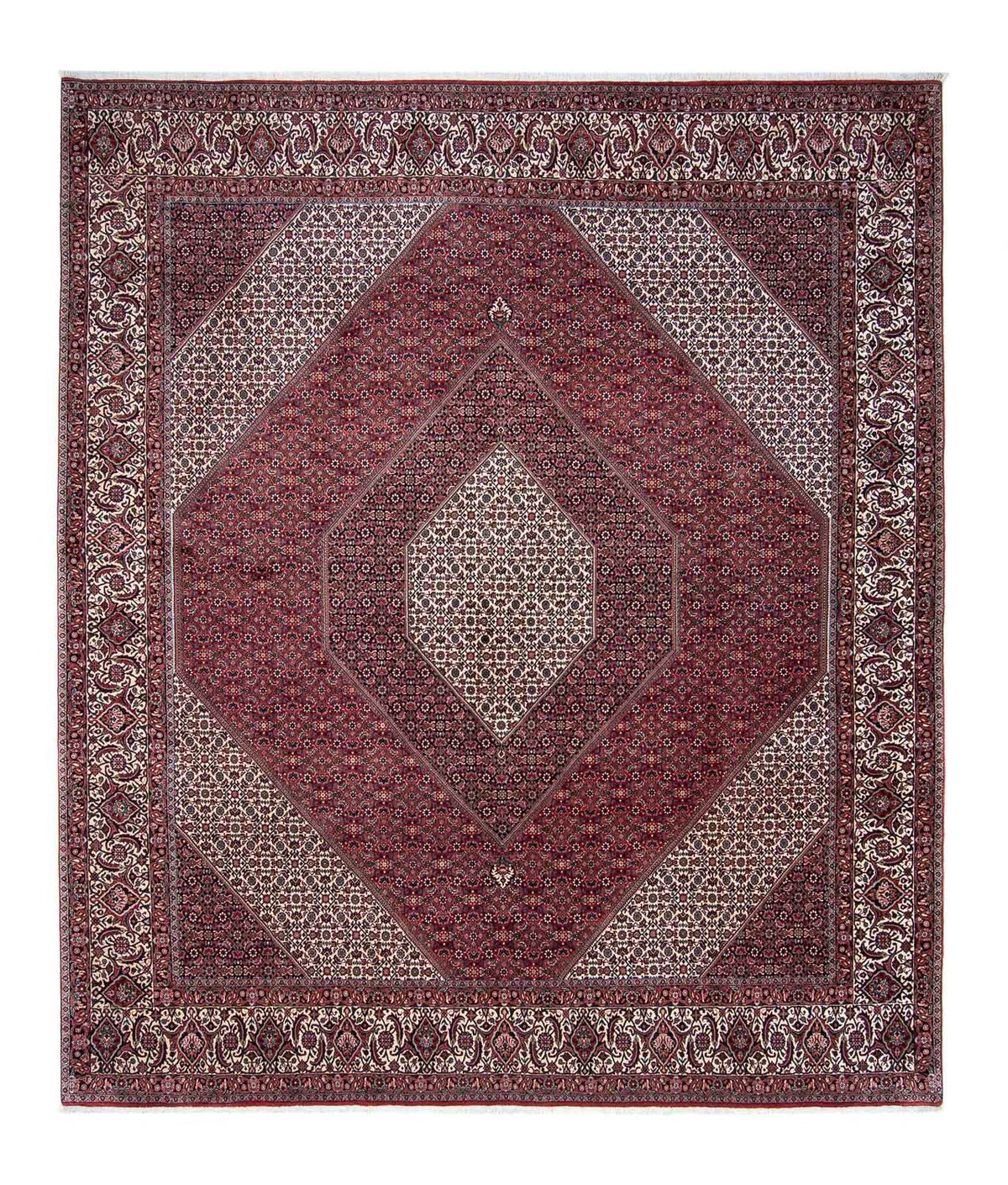 Tapis persan - Bidjar - 340 x 300 cm - rouge foncé