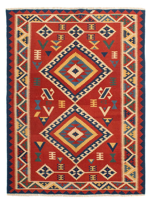 Tapis Kelim - Oriental - 217 x 160 cm - rouge foncé