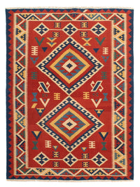 Tapis Kelim - Oriental - 217 x 160 cm - rouge foncé